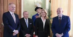 Na snímke sprava bývalý prezident Ivan Gašparovič, prezidentka SR Zuzana Čaputová, bývalí prezidenti Rudolf Schuster a Andrej Kiska