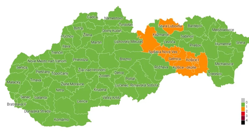 Read more about the article Od pondelka bude 12 okresov v stupni ostražitosti