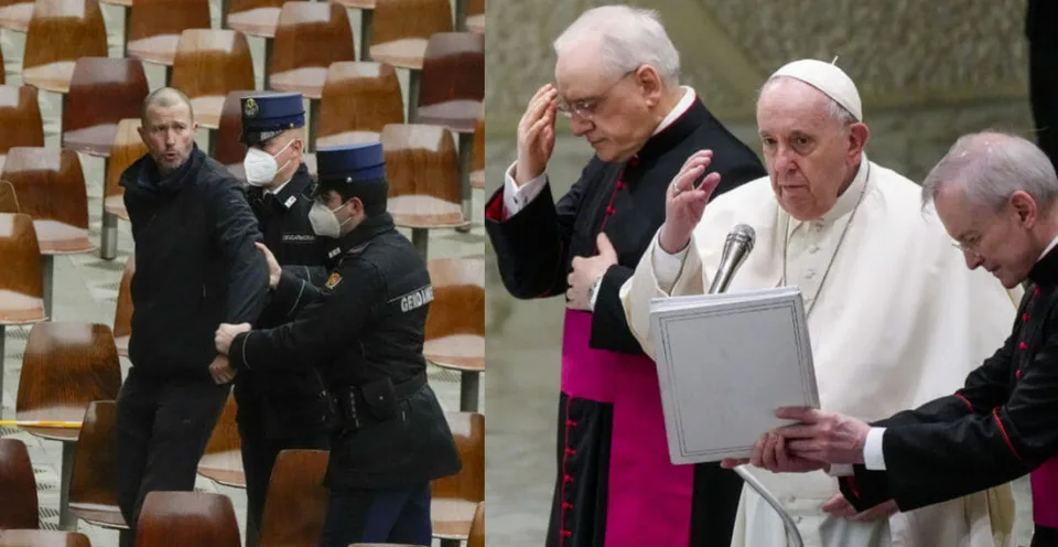 Read more about the article VIDEO Audienciu pápeža vo Vatikáne prerušil výkrik muža: Toto nie je Božia cirkev!
