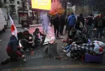 Na snímke protestujúci počas zhromaždenia proti výsledkom parlamentných volieb