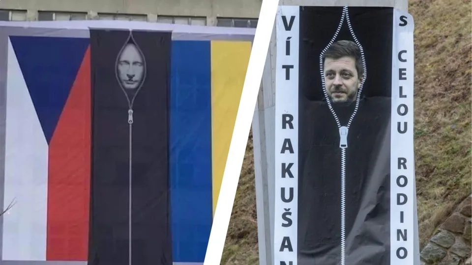 Read more about the article Po Putinovi vo vaku na mŕtvoly sa v Česku objavili podobné plagáty s ministrom vnútra