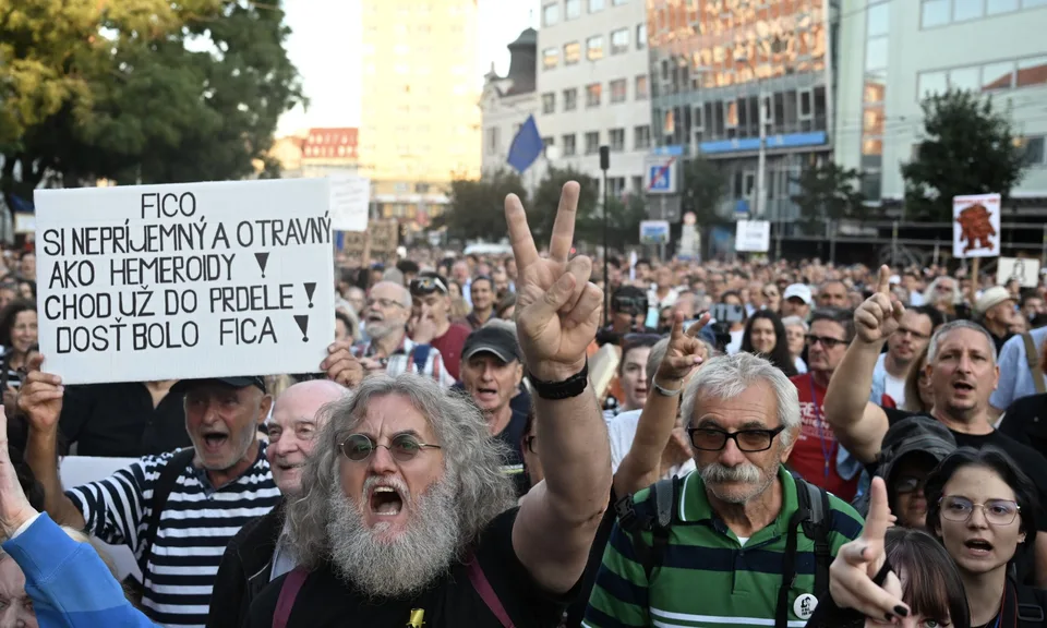 Read more about the article Na Hlinov protivládny protest prišlo len pár stoviek ľudí