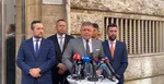 Robert Fico za rečníckym pultom počas tlačovky pred budovou Generálnej prokuratúry SR.