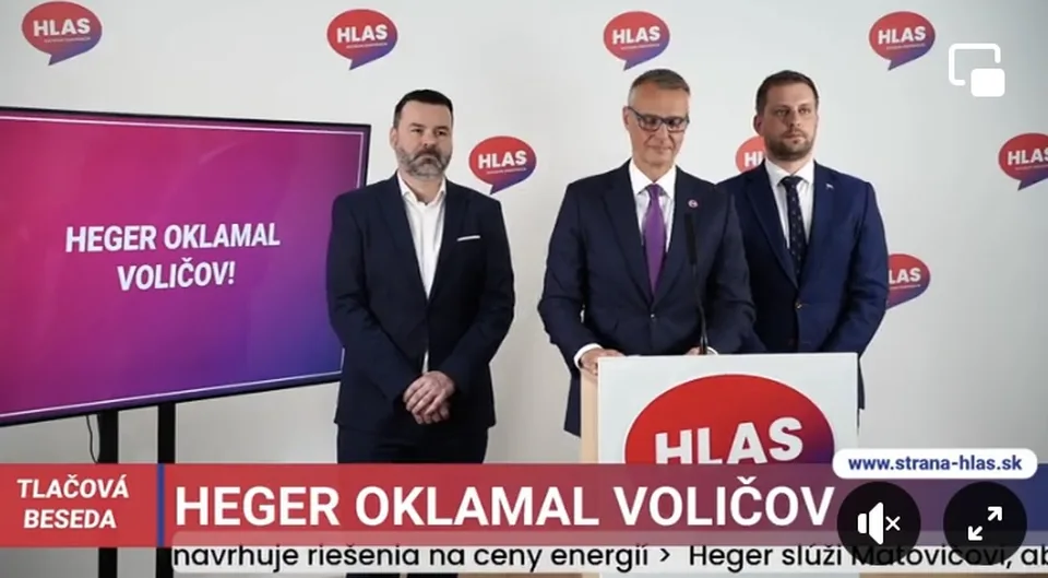 Read more about the article Hlas-SD: Hegerov podvod na voličoch. Začať podvodom a zároveň hovoriť o demokratoch je výsmech demokracie