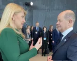Prezidentka Zuzana Čaputová s nemeckým kancelárom Olafom Scholzom.
