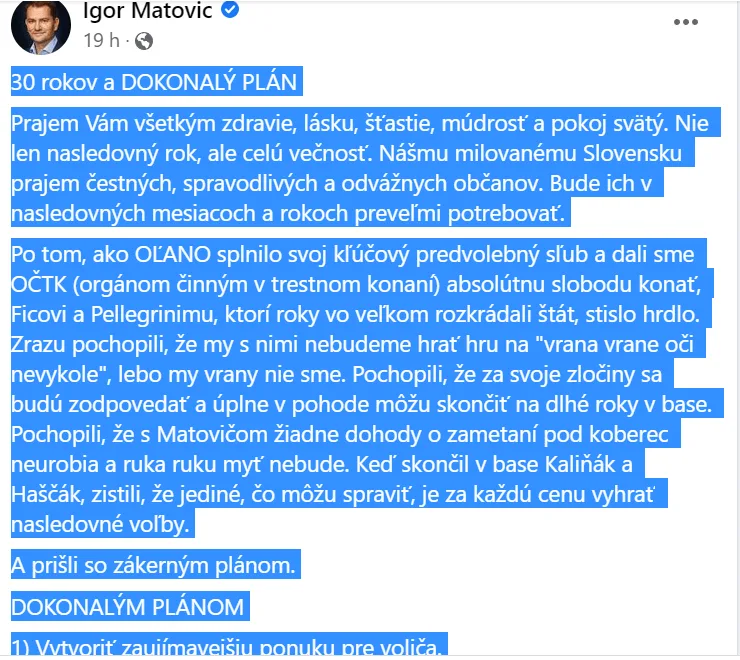 Matovič- Dokonalý plán