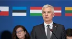 Ivan Korčok počas tlačovej konferencie na neformálnom zasadnutí ministrov zahraničných vecí východného krídla NATO.