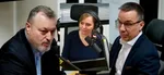 Na kombosnímke zľava Milan Krajniak, moderátorka Marta Jančkárová a Erik Tomáš.
