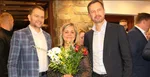 zľava predseda hnutia OĽaNO Igor Matovič, úradujúca predsedníčka Žilinského samosprávneho kraja (ŽSK) a kandidátka na predsedníčku ŽSK Erika Jurinová a premiér Eduard Heger (OĽaNO)