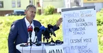 nezávislý kandidát na primátora mesta Trenčín Miloš Mičega počas oznámenia svojej kandidatúry v októbrových komunálnych voľbách vo štvrtok 23. júna 2022 v Trenčíne.