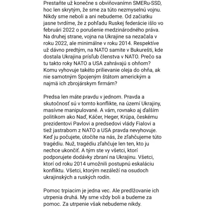 Status Mariána Kéryho na sociálnej sieti.