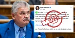 Na kombosnímke Ján Richter, vpravo status Igora Matoviča, na ktorý exminister práce reaguje.