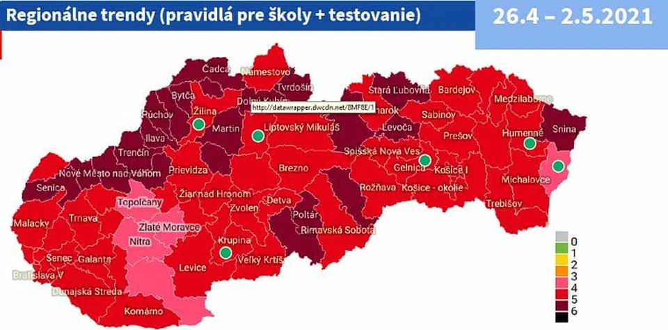 Read more about the article AKTUÁLNA situácia na Slovensku: Desiatky okresov je v bordovej fáze