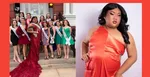 Brian Nguyen, transrodová osoba a víťaz sútaže krásy Miss, naľavo medzi konkurentkami