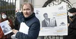 November 2021: Zástupcovia Slovenskej komry učiteľov počas protestu pred Úradom vlády SR.