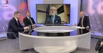 Zľava Peter Kmec (Hlas-SD), Juraj Krúpa (SaS), Tomáš Valášek (PS) a moderátor Richard Dírer.