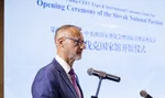 Predseda Národnej rady (NR) SR Richard Raši (Hlas-SD) vystupuje s prejavom po otvorení Národného stánku Slovenska na 4. ročníku EXPO China-CEEC
