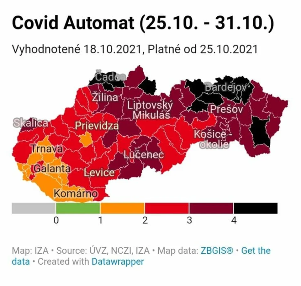 Read more about the article Od pondelka bude desať okresov v čiernej farbe. Ako je na tom vaše mesto?