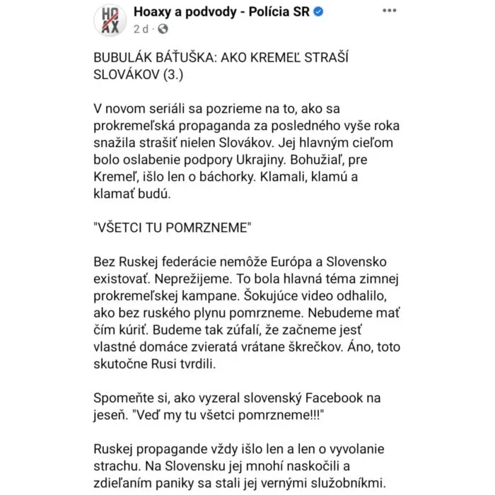 Policajný status na sociálnej sieti. 