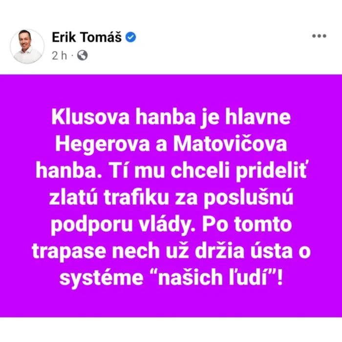 Hegerova a Matovičova hanba